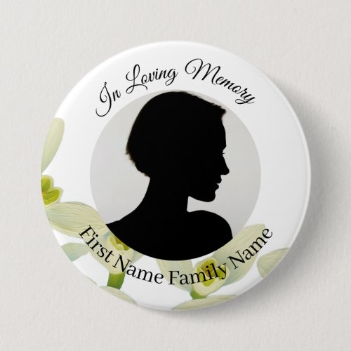 Snowdrop white memorial photo button