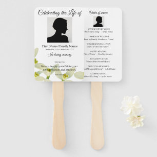 Snowdrop white order of service hand fan