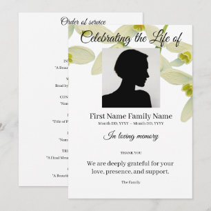 Snowdrop white order of service invitation