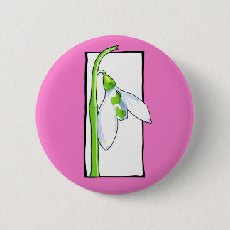 Snowdrop white pink Button