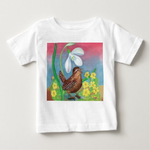 Snowdrop  wren bird summon the spring  baby T_Shirt