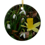 Snowdrops and Daffodil Spring Floral Ceramic Ornament