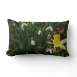 Snowdrops and Daffodil Spring Floral Lumbar Pillow