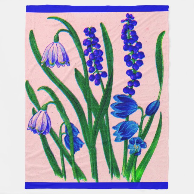 snowdrops and scilla fleece blanket (Front)