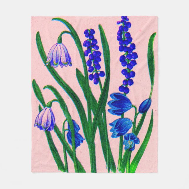 snowdrops and scilla fleece blanket (Front)