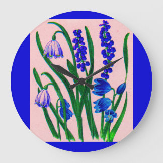 snowdrops and scilla large clock