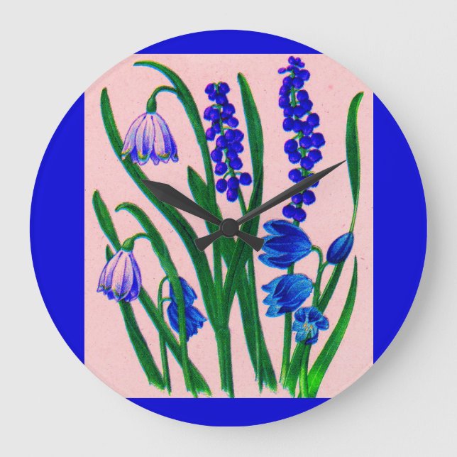 snowdrops and scilla large clock (Front)