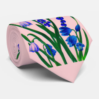 snowdrops and scilla print neck tie