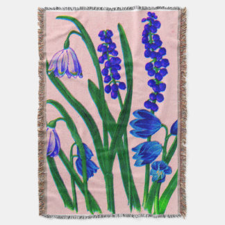 snowdrops and scilla throw blanket
