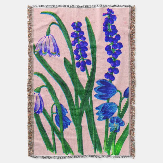 snowdrops and scilla throw blanket (Front Vertical)