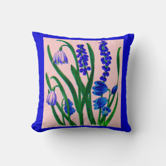 snowdrops and scilla throw pillow