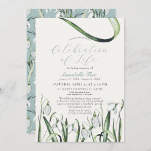 Snowdrops Celebration of Life Funeral Memorial Invitation