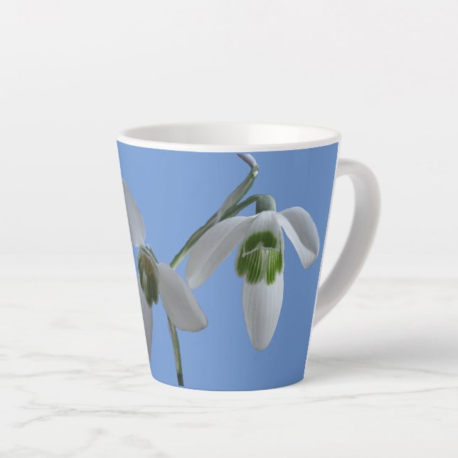 Snowdrops Cust. Blue Latte Mug (Right Angle)