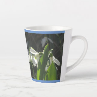 Snowdrops Cust. Border Blue Latte Mug