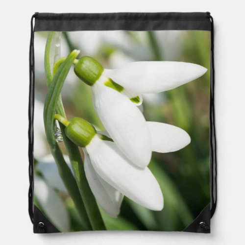 Snowdrops flowers drawstring bag