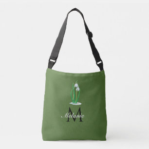 Snowdrops Flowers Early Spring Custom Monogram  Crossbody Bag