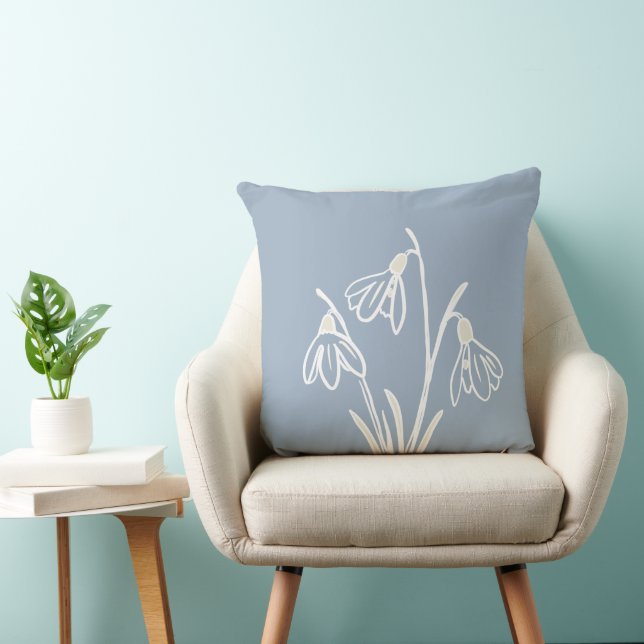 Snowdrops Flowers January Birthday  Throw Pillow (Chair)