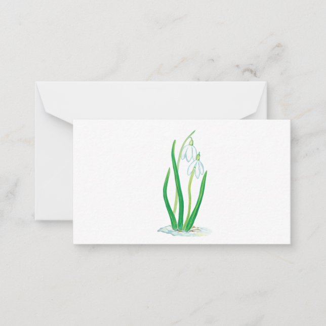Snowdrops (Galanthus nivalis) Early Spring Flowers Note Card (Front)