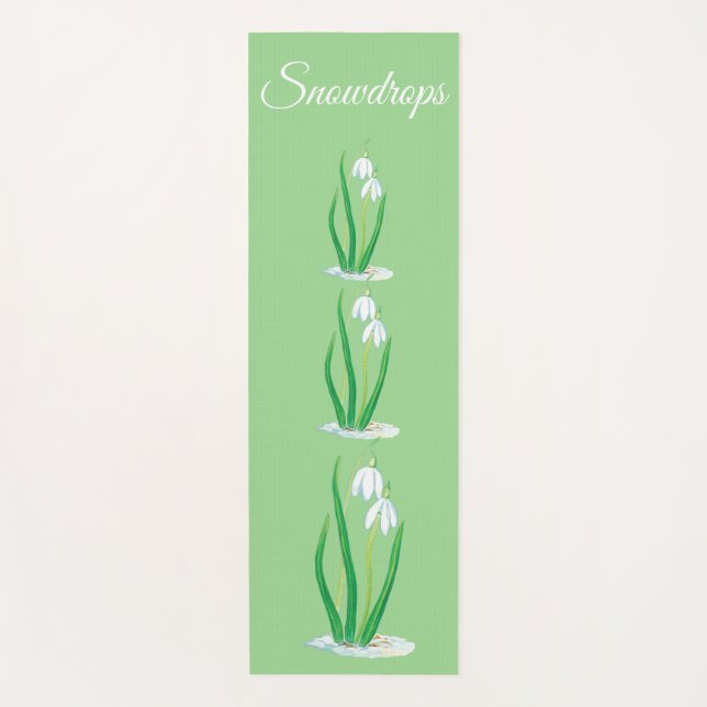 Snowdrops (Galanthus nivalis) Personalized Yoga Mat (Front)