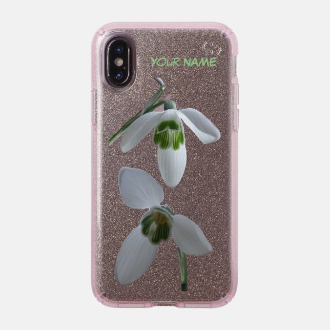 Snowdrops Glitter Speck Phone Case (Front (Black Phone))