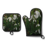 Snowdrops I (Galanthus) Spring Floral Oven Mitt & Pot Holder Set