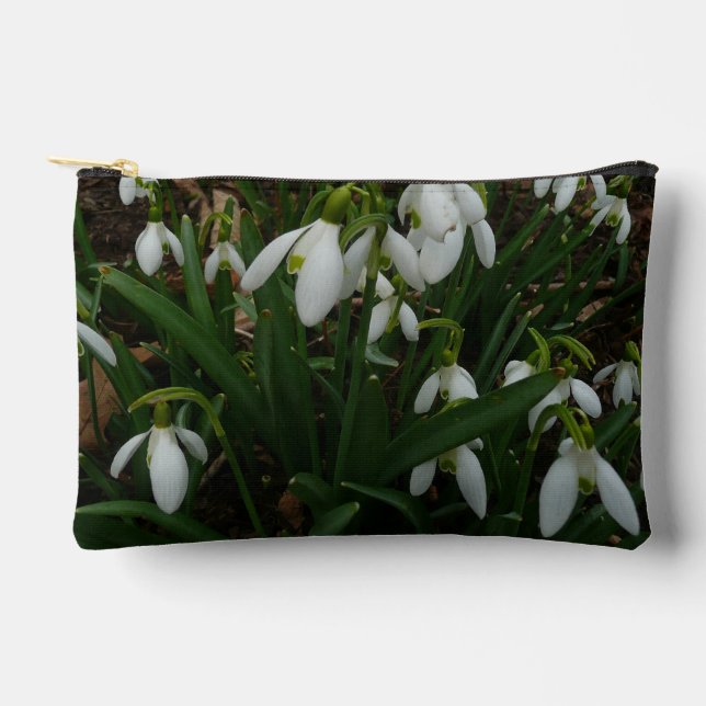 Snowdrops I (Galanthus) White Spring Flowers Accessory Pouch (Front)