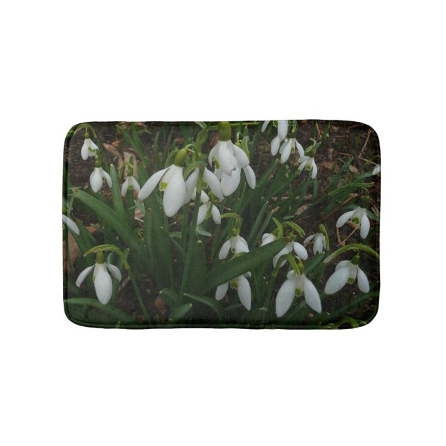 Snowdrops I (Galanthus) White Spring Flowers Bath Mat (Front)