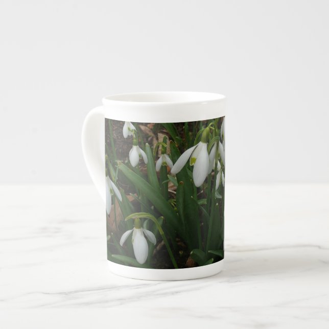 Snowdrops I (Galanthus) White Spring Flowers Bone China Mug (Front Left)