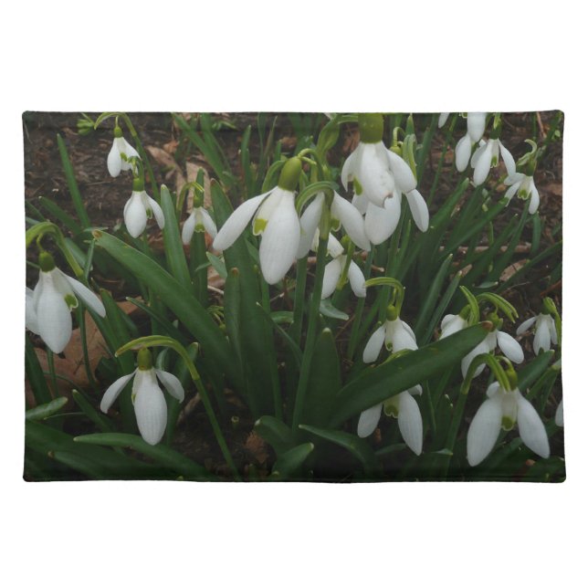 Snowdrops I (Galanthus) White Spring Flowers Cloth Placemat (Front)