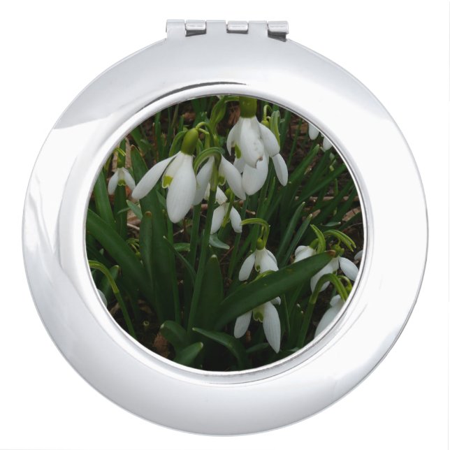Snowdrops I (Galanthus) White Spring Flowers Compact Mirror (Front)