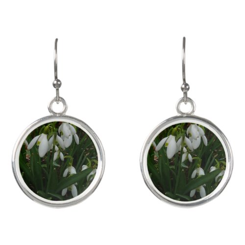 Snowdrops I Galanthus White Spring Flowers Earrings