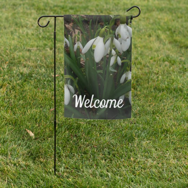 Snowdrops I (Galanthus) White Spring Flowers Garden Flag (In SItu)