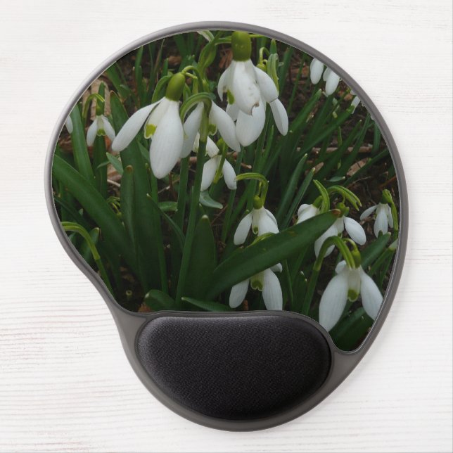 Snowdrops I (Galanthus) White Spring Flowers Gel Mouse Pad (Front)