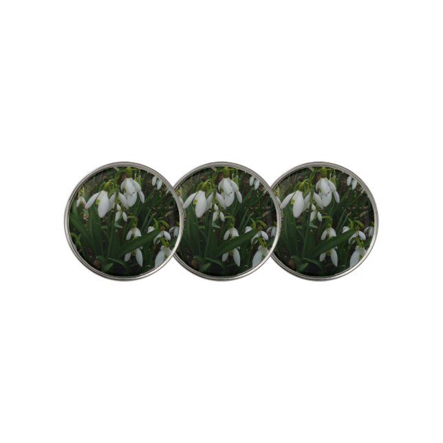Snowdrops I (Galanthus) White Spring Flowers Golf Ball Marker (3 Up)