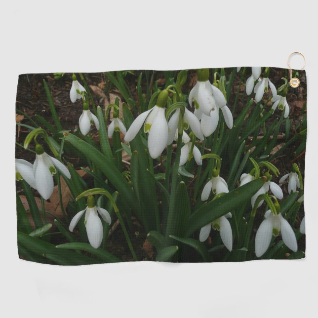 Snowdrops I (Galanthus) White Spring Flowers Golf Towel (Horizontal)