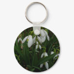 Snowdrops I (Galanthus) White Spring Flowers Keychain