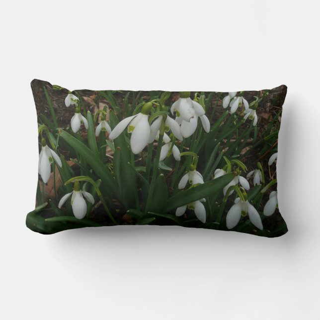 Snowdrops I (Galanthus) White Spring Flowers Lumbar Pillow (Front)