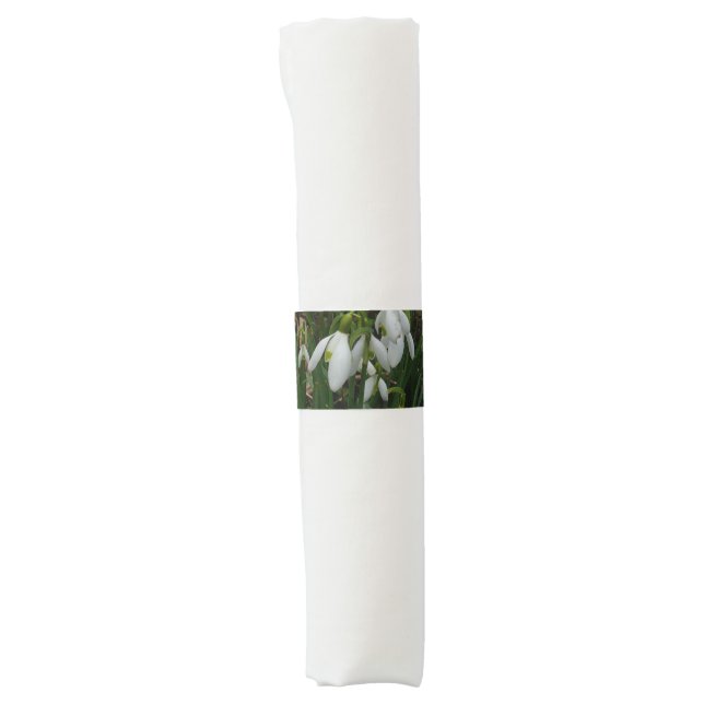 Snowdrops I (Galanthus) White Spring Flowers Napkin Bands (Front)