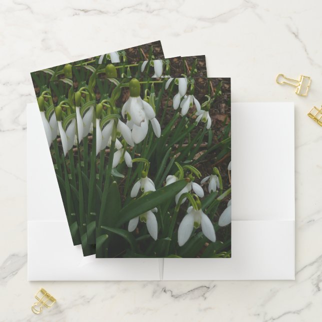 Snowdrops I (Galanthus) White Spring Flowers Pocket Folder (In Situ)