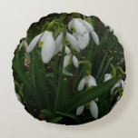 Snowdrops I (Galanthus) White Spring Flowers Round Pillow