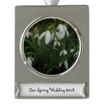 Snowdrops I (Galanthus) White Spring Flowers Silver Plated Banner Ornament