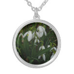 Snowdrops I (Galanthus) White Spring Flowers Silver Plated Necklace