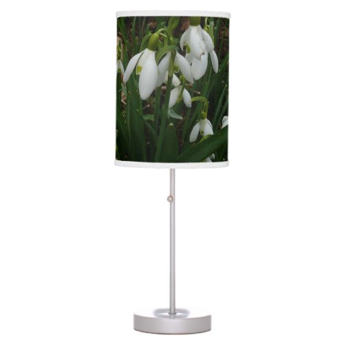 Snowdrops I Galanthus White Spring Flowers Table Lamp