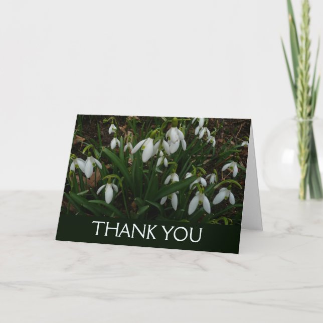 Snowdrops I (Galanthus) White Spring Flowers Thank You Card (Front)