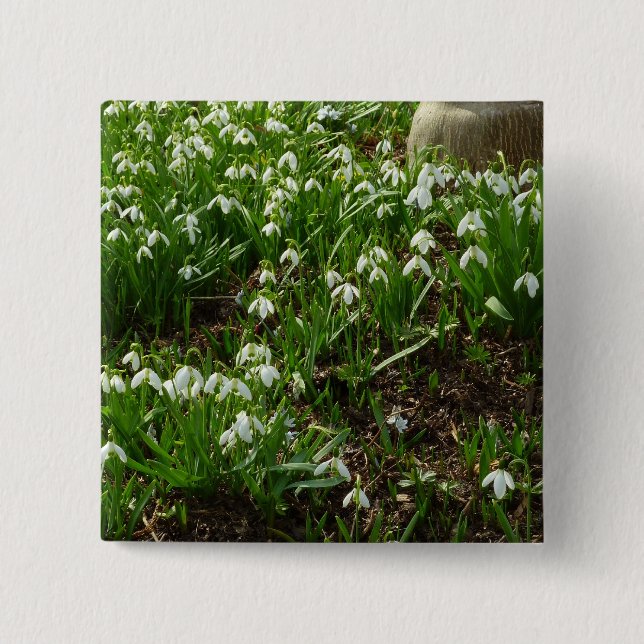 Snowdrops II (Galanthus) Spring Floral Button (Front)