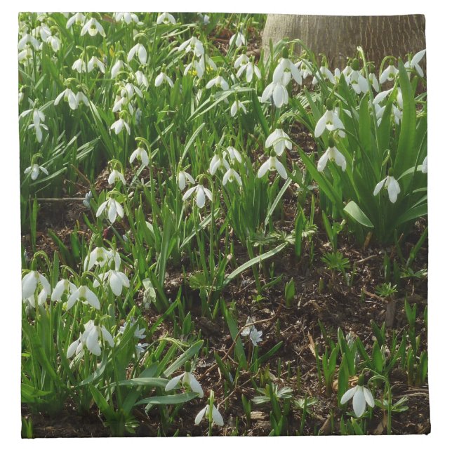 Snowdrops II (Galanthus) Spring Floral Cloth Napkin (Front)