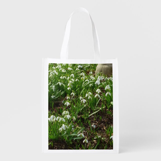 Snowdrops II (Galanthus) Spring Floral Grocery Bag (Front)