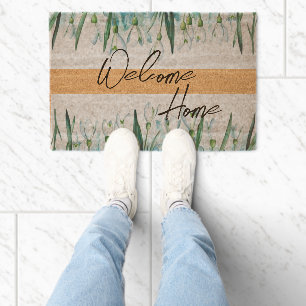 Snowdrops January Flower Gardening Spring Fiber Doormat