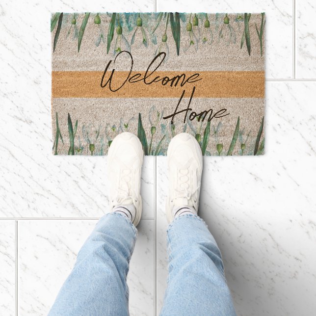 Snowdrops January Flower Gardening Spring Fiber Doormat (Insitu)