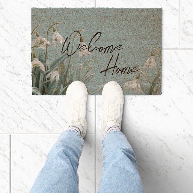 Snowdrops January Flower Gardening Spring Fiber Doormat (Insitu)